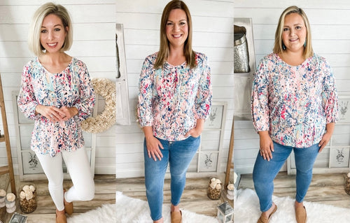 Floral Print Lilly Inspired Bubble Sleeve Top