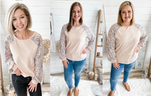 Load image into Gallery viewer, Ribbed and Leopard Print Long Sleeve Top
