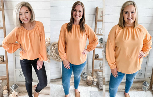 Orange Balloon Sleeve Top