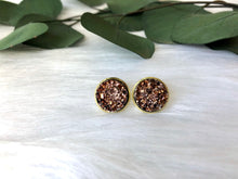 Load image into Gallery viewer, Dark Rose Gold Druzy Earrings
