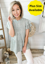 Load image into Gallery viewer, Cheetah Spotted Ruffled Sleeve Babydoll Top
