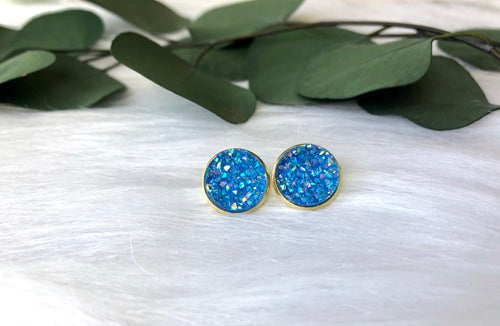 Blue Druzy Earrings
