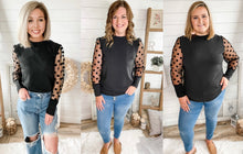 Load image into Gallery viewer, Polka Dot Mesh Sleeve Top
