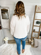 Load image into Gallery viewer, Waffle Knit Lightweight Sweater With Eyelet Bubble Sleeves
