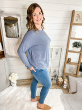 Load image into Gallery viewer, Steel Blue Long Sleeve 3 Button Down Lightweight Sweater
