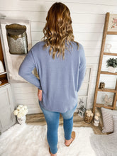 Load image into Gallery viewer, Steel Blue Long Sleeve 3 Button Down Lightweight Sweater
