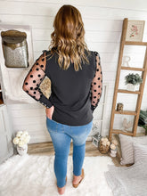 Load image into Gallery viewer, Polka Dot Mesh Sleeve Top
