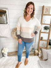 Load image into Gallery viewer, Colorblock V Neck Sweater
