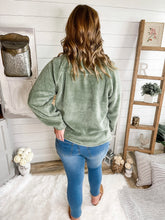 Load image into Gallery viewer, Olive Chest Pocket Sherpa Pullover
