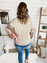 Load image into Gallery viewer, Sage and Paisley Bubble Sleeve Waffle Knit Lightweight Sweater
