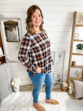 Load image into Gallery viewer, Plaid Top With Tie Up Sleeves
