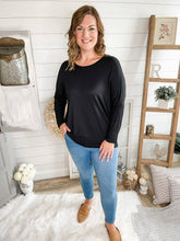 Load image into Gallery viewer, Black Long Sleeve Cut Out Back Top
