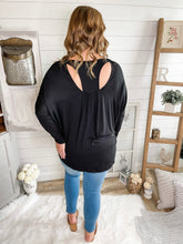 Load image into Gallery viewer, Black Long Sleeve Cut Out Back Top
