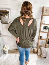 Load image into Gallery viewer, Olive Long Sleeve Cut Out Back Top
