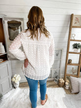 Load image into Gallery viewer, Ruffled Lace Lined Swiss Dot Top
