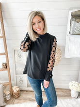 Load image into Gallery viewer, Polka Dot Mesh Sleeve Top

