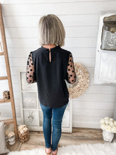 Load image into Gallery viewer, Polka Dot Mesh Sleeve Top
