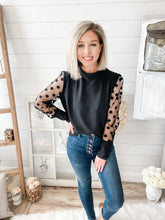 Load image into Gallery viewer, Polka Dot Mesh Sleeve Top
