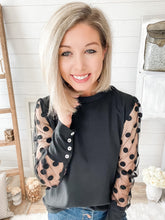 Load image into Gallery viewer, Polka Dot Mesh Sleeve Top
