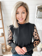 Load image into Gallery viewer, Polka Dot Mesh Sleeve Top
