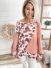 Load image into Gallery viewer, Asymmetrical Cow Print Lightweight Sweater
