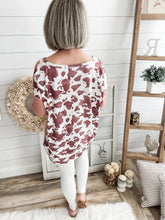 Load image into Gallery viewer, Asymmetrical Cow Print Lightweight Sweater

