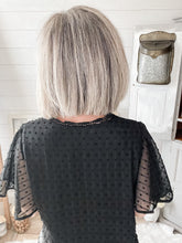 Load image into Gallery viewer, Lace Trim V Neck Swiss Dot Flutter Sleeve Top
