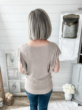 Load image into Gallery viewer, Khaki Ruffled Sleeve Knit Top

