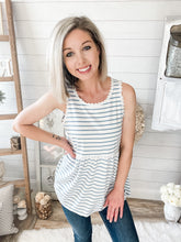 Load image into Gallery viewer, Sky Blue Striped Lace Tank Top
