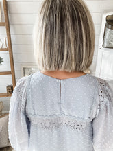 Load image into Gallery viewer, Baby Blue Swiss Dot Babydoll Top
