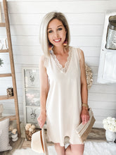 Load image into Gallery viewer, Nude Lace Fringed Detailed Lightweight Dress
