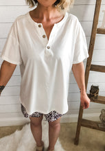Load image into Gallery viewer, White V Neck Top With Wooden Buttons
