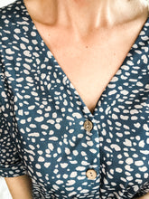 Load image into Gallery viewer, Pebble Print Short Sleeve V Neck Top With Wooden Buttons

