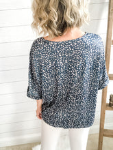 Load image into Gallery viewer, Pebble Print Short Sleeve V Neck Top With Wooden Buttons
