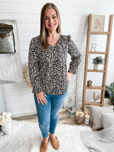 Load image into Gallery viewer, Black and Neutral Leopard Print Long Sleeve Top
