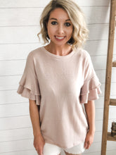 Load image into Gallery viewer, 2-Tier Ruffled Sleeves Crew Neck Knit Top - Saluda Rose Boutique
