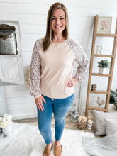 Load image into Gallery viewer, Ribbed and Leopard Print Long Sleeve Top
