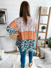 Load image into Gallery viewer, Fall For Me Floral Color Block Babydoll Top
