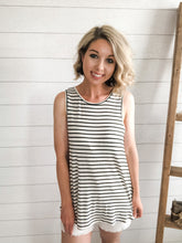 Load image into Gallery viewer, Black and White Stripe Tank Top
