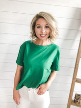Load image into Gallery viewer, Boxy green short sleeve t shirt top

