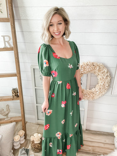 Green Floral Maxi Dress