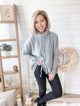 Load image into Gallery viewer, Grey Cowl Neck Pullover Sweater
