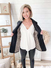 Load image into Gallery viewer, Leopard Lined Black Blazer
