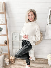 Load image into Gallery viewer, Vanilla Bean Button Sleeve Ribbed Turtleneck Sweater
