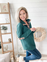 Load image into Gallery viewer, Green and Plaid Elbow Pad Quilted Pullover
