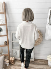 Load image into Gallery viewer, Vanilla Bean Button Sleeve Ribbed Turtleneck Sweater
