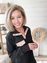 Load image into Gallery viewer, Black and Khaki Quilted Pullover
