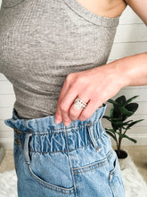 Load image into Gallery viewer, Distressed Light Denim High Waisted Paper Bag Shorts
