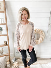 Load image into Gallery viewer, Ribbed and Leopard Print Long Sleeve Top
