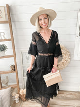 Load image into Gallery viewer, Black Lace Layered Maxi Dress
